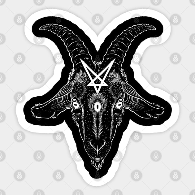 Satanic goat head with pentagram Sticker by OccultOmaStore